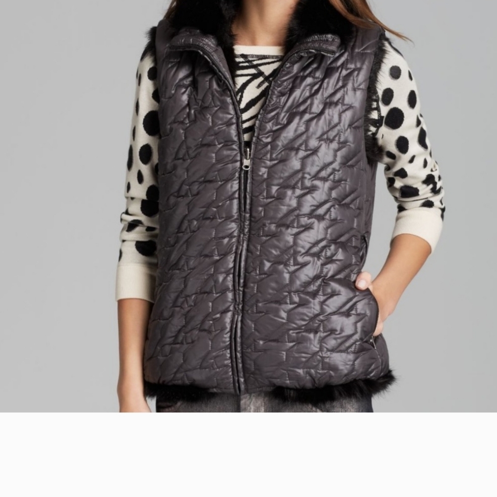 Marc by Marc Jacob's Logan Reversible Faux Fur Puffer Vest in Black